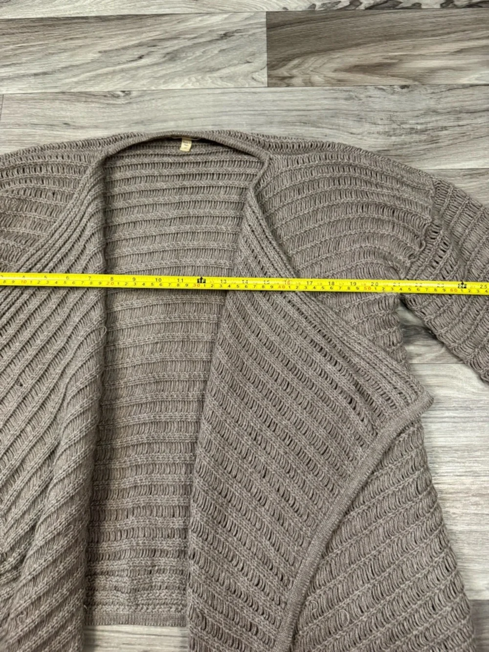Garnet Hill 100% Baby Alpaca Open Front Drop Stitch Knit Drape Cardigan Medium